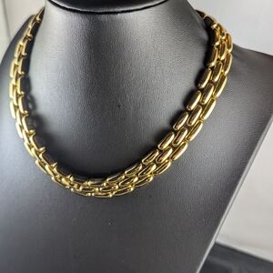 Vintage CINER Gold-Tone Link Collar Necklace. Heavy, Singed, Statement Chain